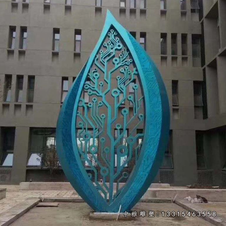 不锈钢商场镂空树叶雕塑