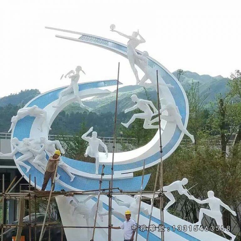 不锈钢月亮奔跑 公园景观雕塑