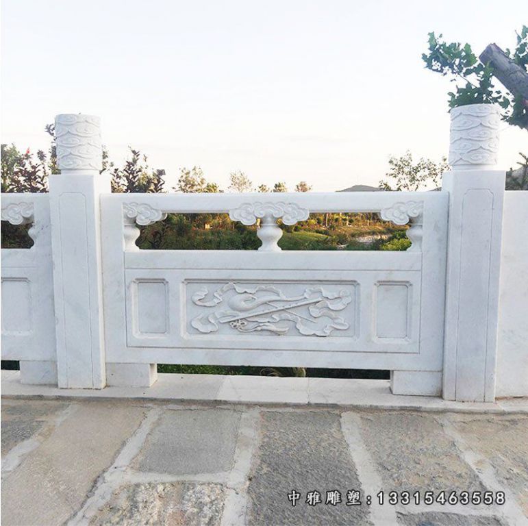 厂家直销 石雕栏板大理石河道护栏石栏杆 汉白玉浮雕石桥栏杆4345
