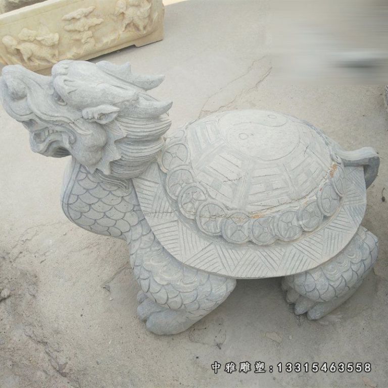 大理石龙龟雕塑，风水神兽石雕