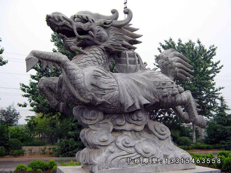 青石仿古飞奔麒麟石雕