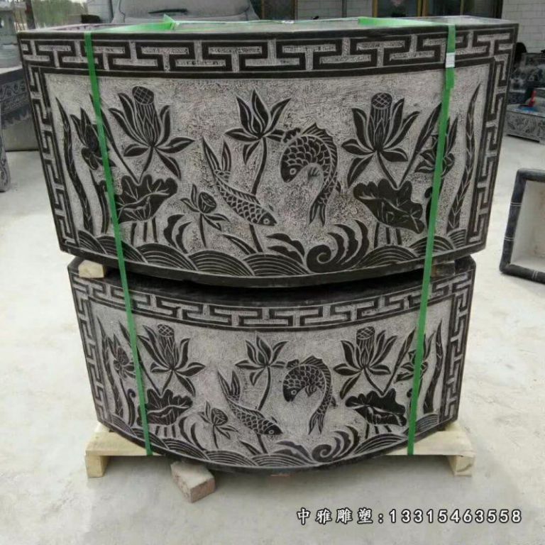 石雕仿古水缸摆件