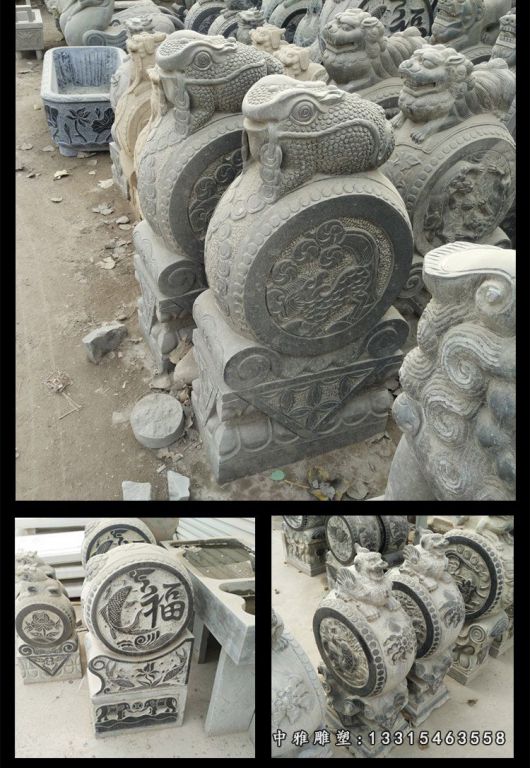 青石鲤鱼抱鼓 石雕公园景观雕塑