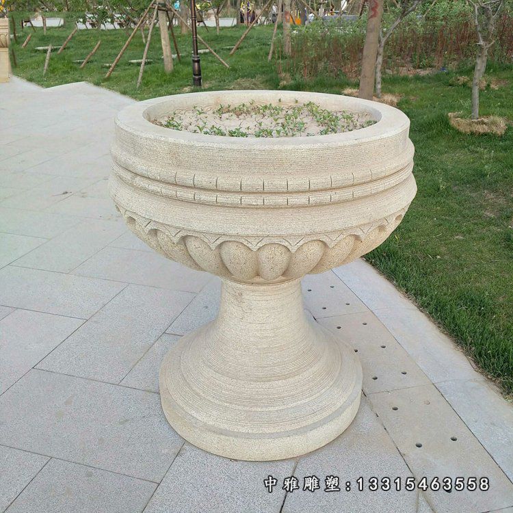 公园石花盆，砂岩花盆