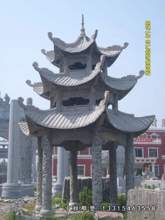 青石凉亭，三层石凉亭