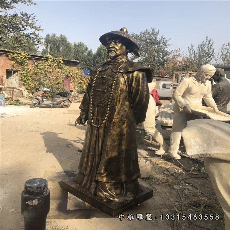 玻璃钢仿铜人物雕塑，林则徐人物雕塑 (4)
