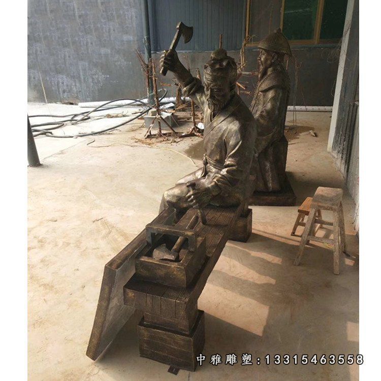 古代人物摆件，玻璃钢仿铜鲁班