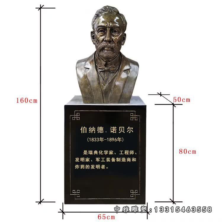 校园西方名人诺贝尔头像铜雕