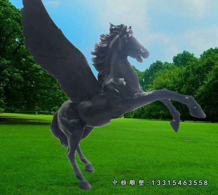 玻璃钢仿铜飞马雕塑 企业马到成功飞马雕塑 (2)