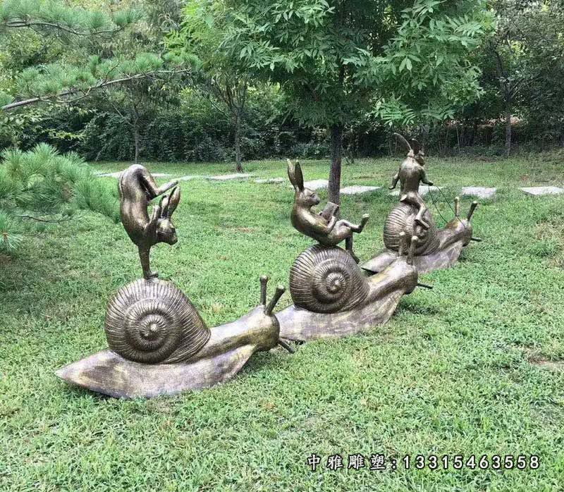 公园景观摆件，玻璃钢仿铜蜗牛雕塑