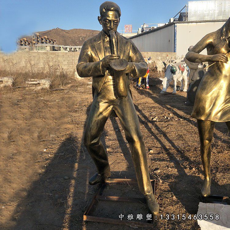 玻璃钢仿铜音乐人物，音乐会场景观摆件 (2)
