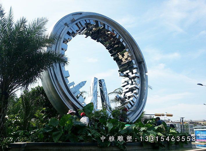 不锈钢抽象齿轮 公园景观雕塑 (3)