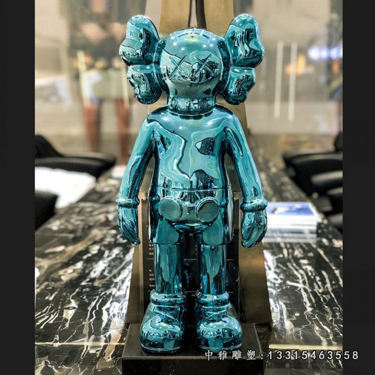 蓝色动漫不锈钢机器人雕塑 (15)