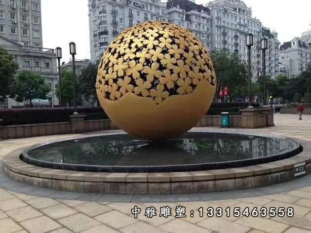 广场镂空圆球不锈钢雕塑