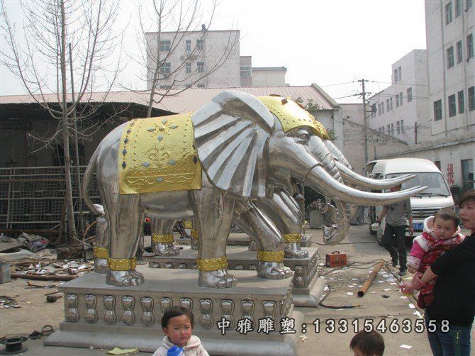 不锈钢大象雕塑，广场大象不锈钢雕塑