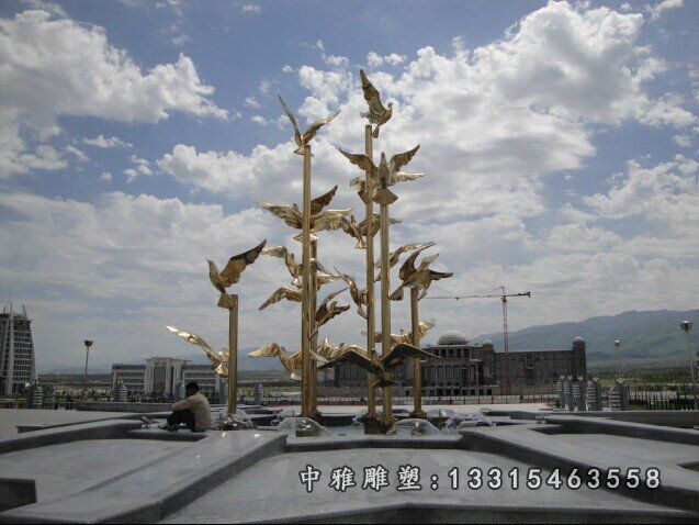 不锈钢鸽子雕塑飞翔的鸽子雕塑 (2)