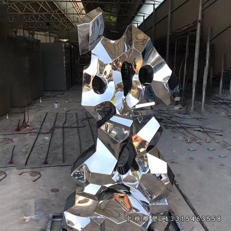 不锈钢抽象太湖石雕塑 广场景观雕塑
