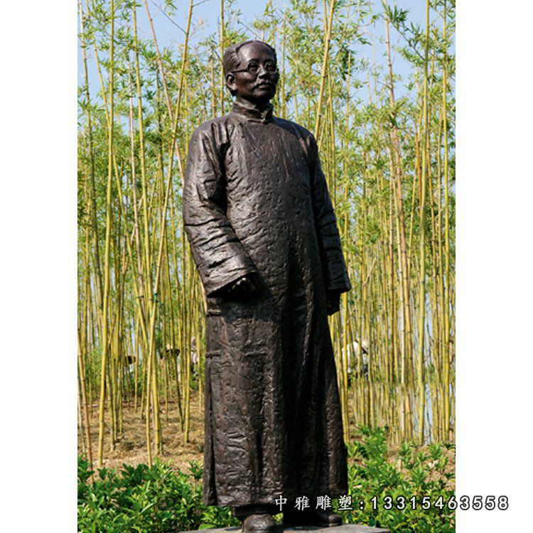 蔡元培雕塑，公园人物铜雕 (3)