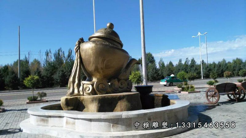 铜壶雕塑，广场铜壶喷泉雕塑