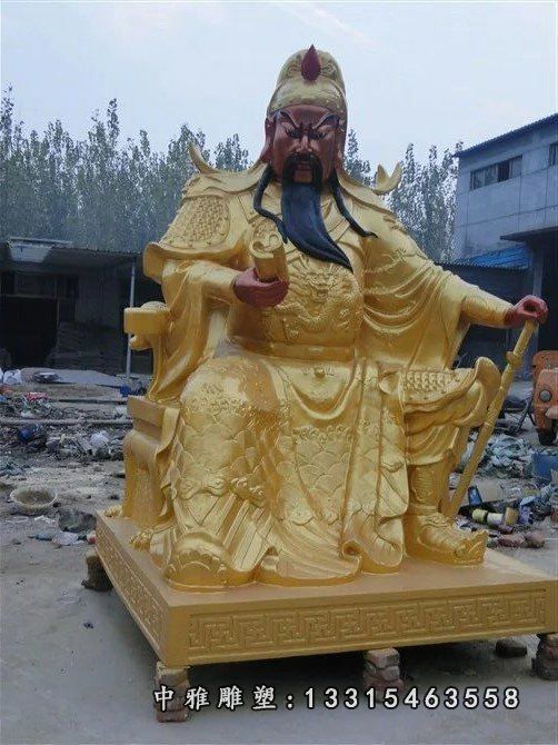 红脸关公铜雕，关羽雕塑 (1)