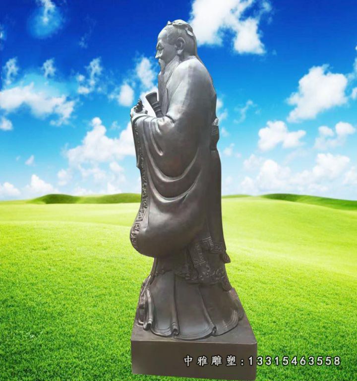 孔子行教像铜雕 校园古代名人铜雕 (8)