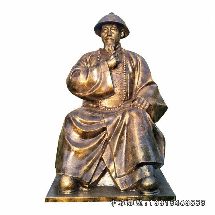 玻璃钢坐式林则徐雕塑玻璃钢仿铜民族英雄雕塑 (2)