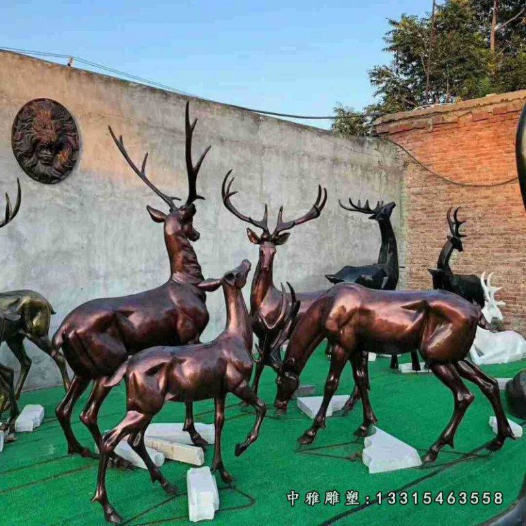 厂家专业铸铜动物雕塑 铸铜鹿 广场公园小鹿雕塑17793