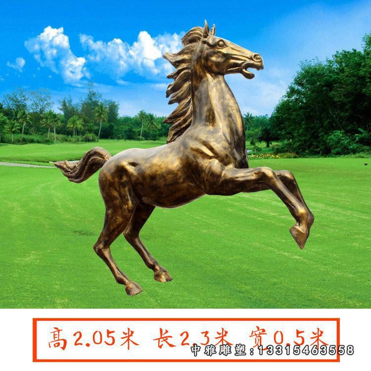 奔腾的铜雕马，园林动物雕塑 (7)