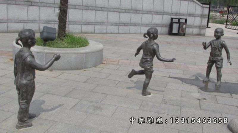 公园儿童嬉戏铜雕（2)