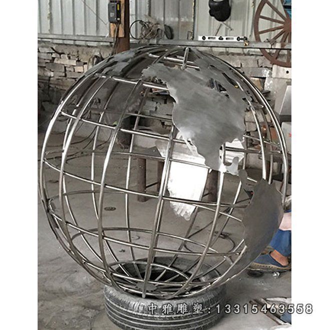 地球仪不锈钢雕塑 (3)