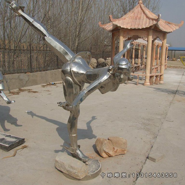 不锈钢广场滑冰人物雕像
