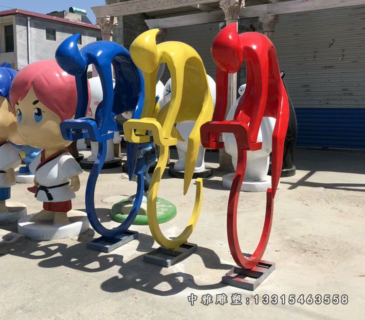 不锈钢抽象半身骑车 体育广场景观雕塑 (2)