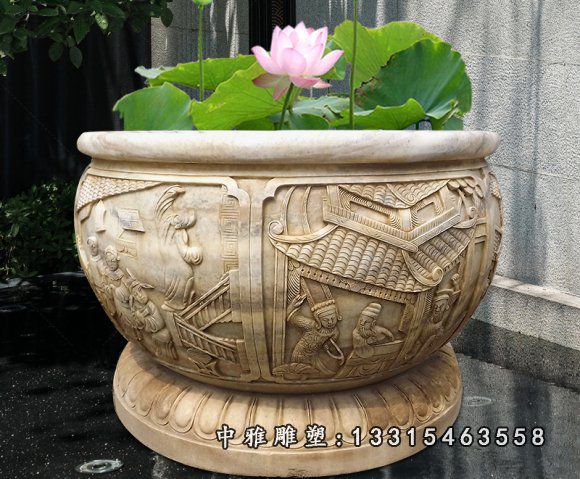 大理石公园花盆石雕