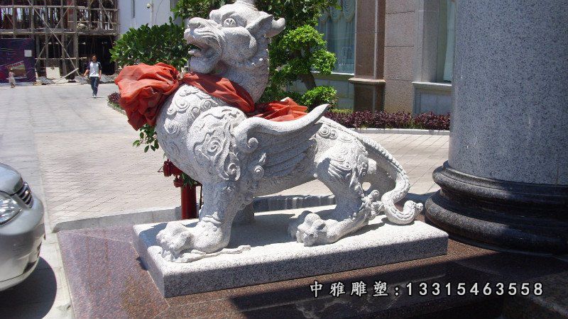 独角兽石雕，法院独角兽雕塑 (2)