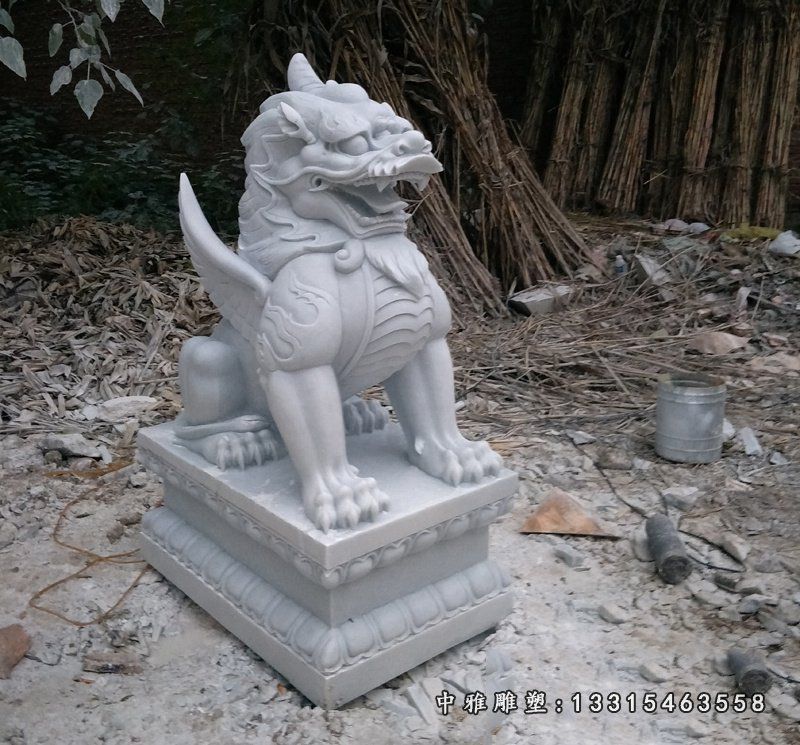 汉白玉麒麟 石雕古代神兽动物