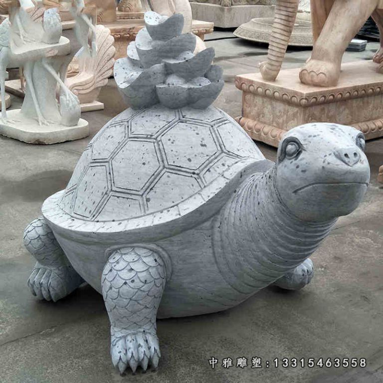 驮元宝乌龟石雕，青石乌龟雕塑