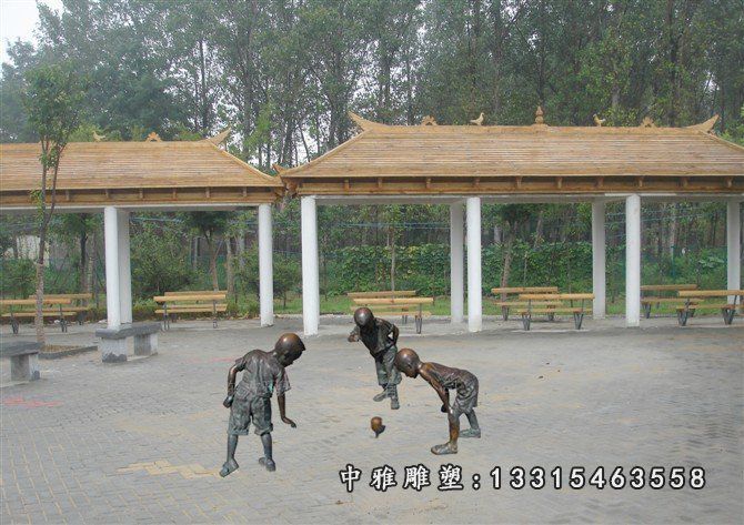 儿童玩耍铜雕，公园景观铜雕