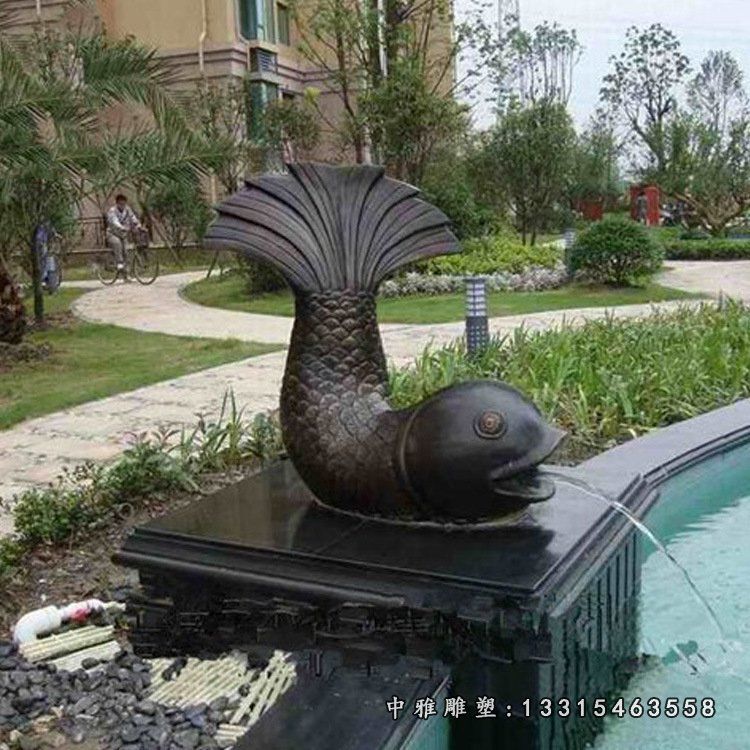 铜雕小区鲤鱼喷泉雕塑摆件
