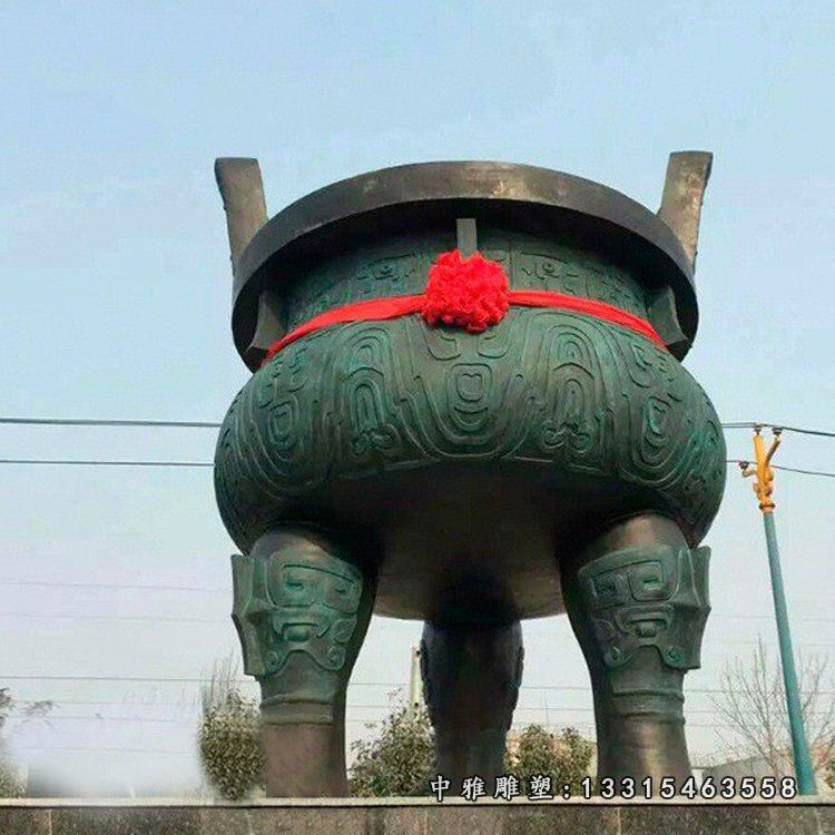 铜雕寺庙三足鼎景观雕塑