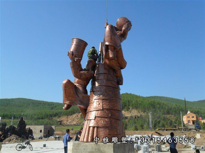 少数民族跳舞铜雕，人物铜雕 (3)
