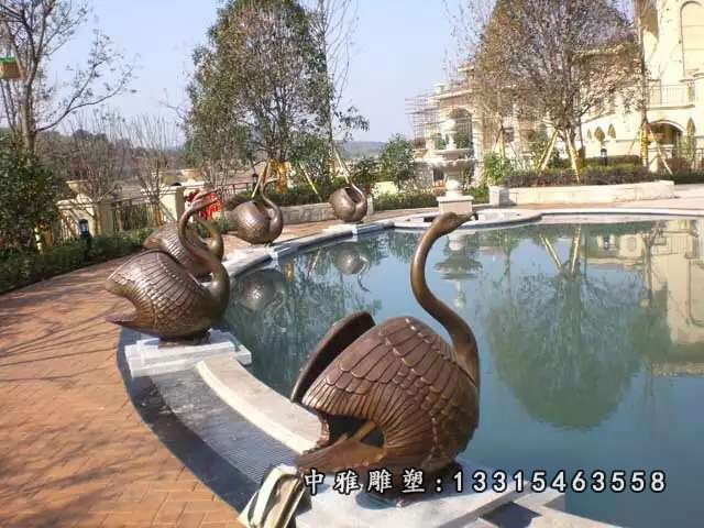 铜雕别墅天鹅喷泉雕塑