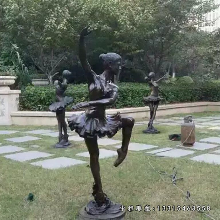 跳芭蕾舞人物铜雕，小区人物雕塑 (5)