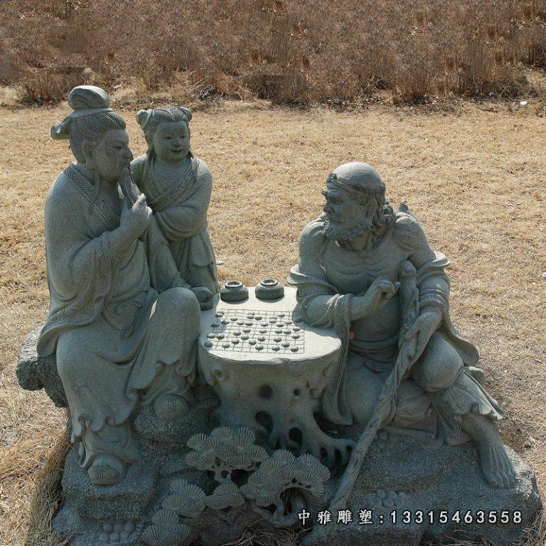公园铜雕下棋人物雕塑