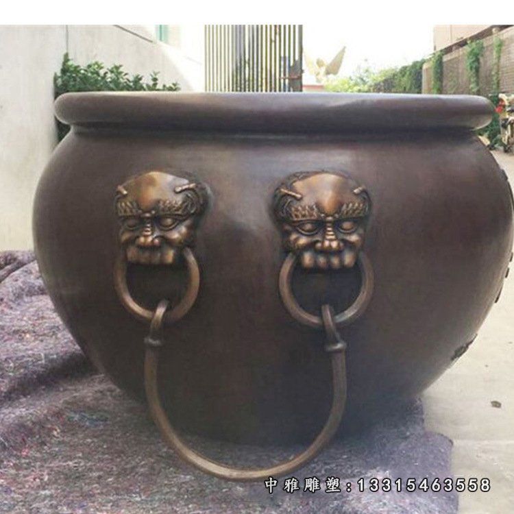 铜雕别墅招财水缸雕塑摆件 (4)