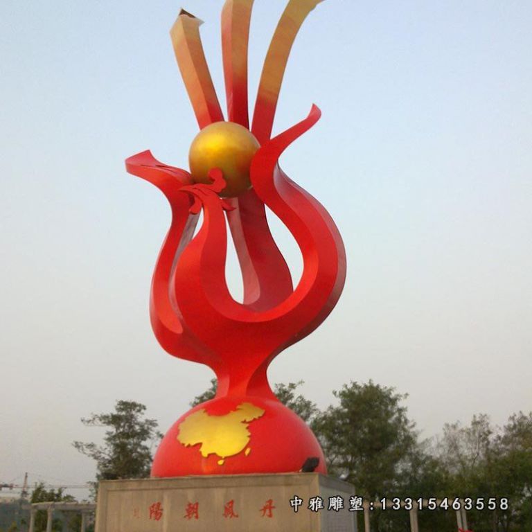 厂家直销 红色凤凰雕塑摆件不锈钢耐腐蚀雕塑 支持来图定制70585