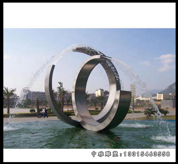 不锈钢抽象水面喷泉 公园景观雕塑