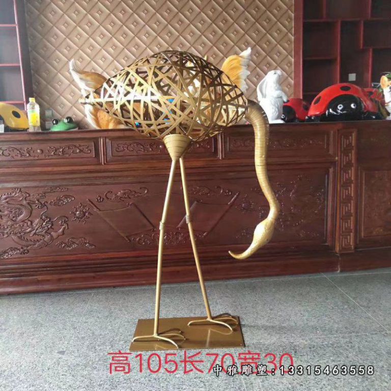 不锈钢镂空仙鹤动物摆件 5