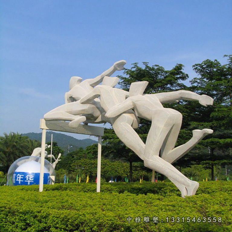 跨栏雕塑，不锈钢运动雕塑 (1)