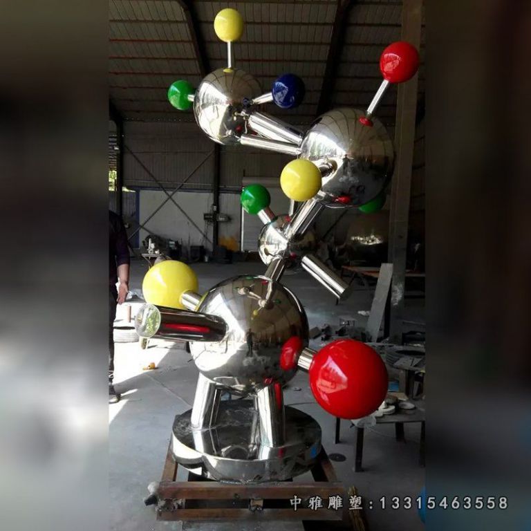 不锈钢原子雕塑，校园不锈钢雕塑 (2)