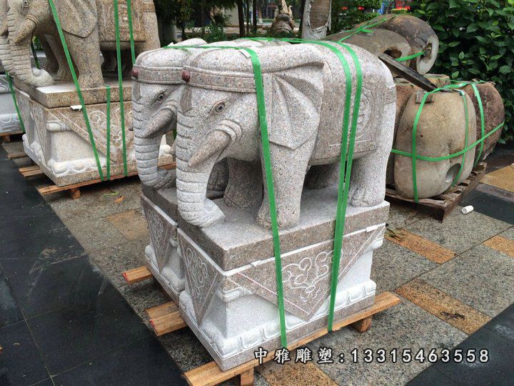 大理石招财大象 石雕酒店招财动物 (2)